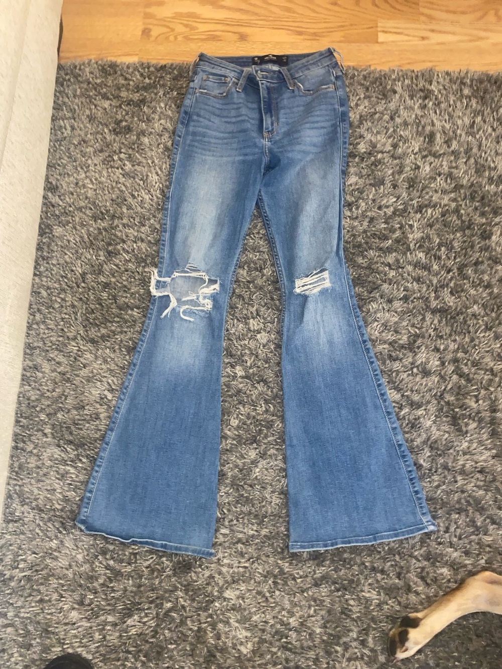 Hollister Medium Blue Distressed Flare Jeans
